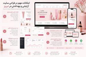 امکانات فروشگاه اینترنتی آرایشی و بهداشتی شامل سبد خرید، پرداخت آنلاین، پنل مدیریت، طراحی موبایل و شبکههای اجتماعی